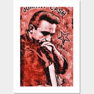 johnny cash vintage style design Posters and Art